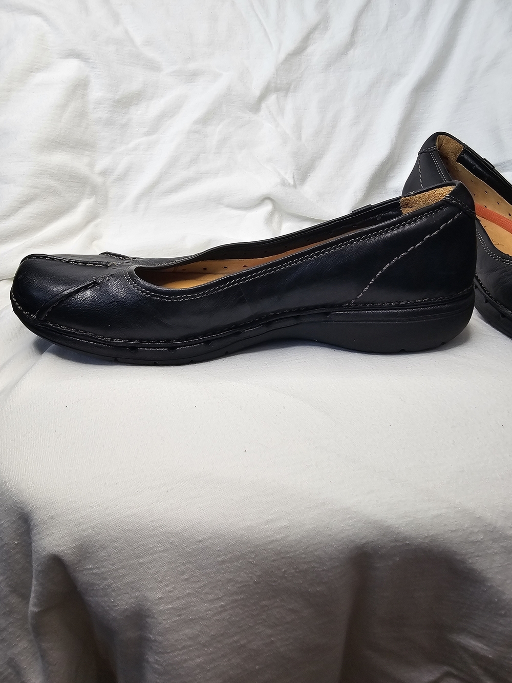 Y2K Clarks Unstructured Flat Shoes Rosily Brown Ballet Leather Loafer Slip On - Picture 4 of 16